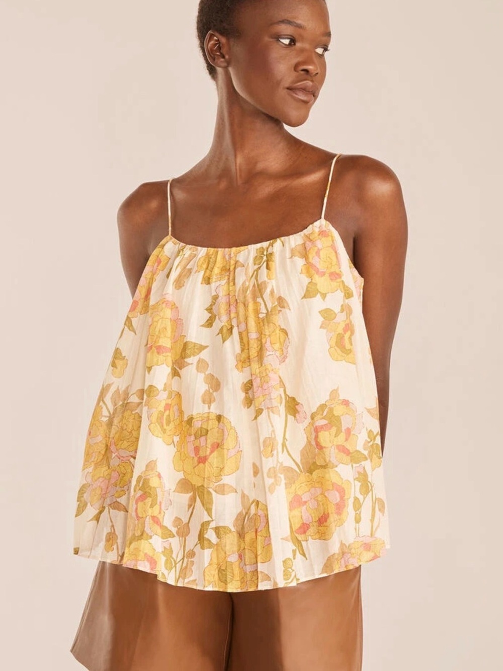 NWT Rebecca Taylor Women's Wild Peony Pleated Tank
